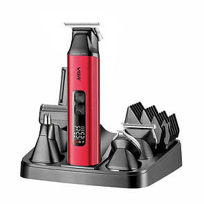 Набір для стриження VGR 6 в 1 V-117 RED, 14 насадок, LED Display