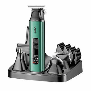 Набір для стриження VGR 6 в 1 V-117 GREEN, 14 насадок, LED Display
