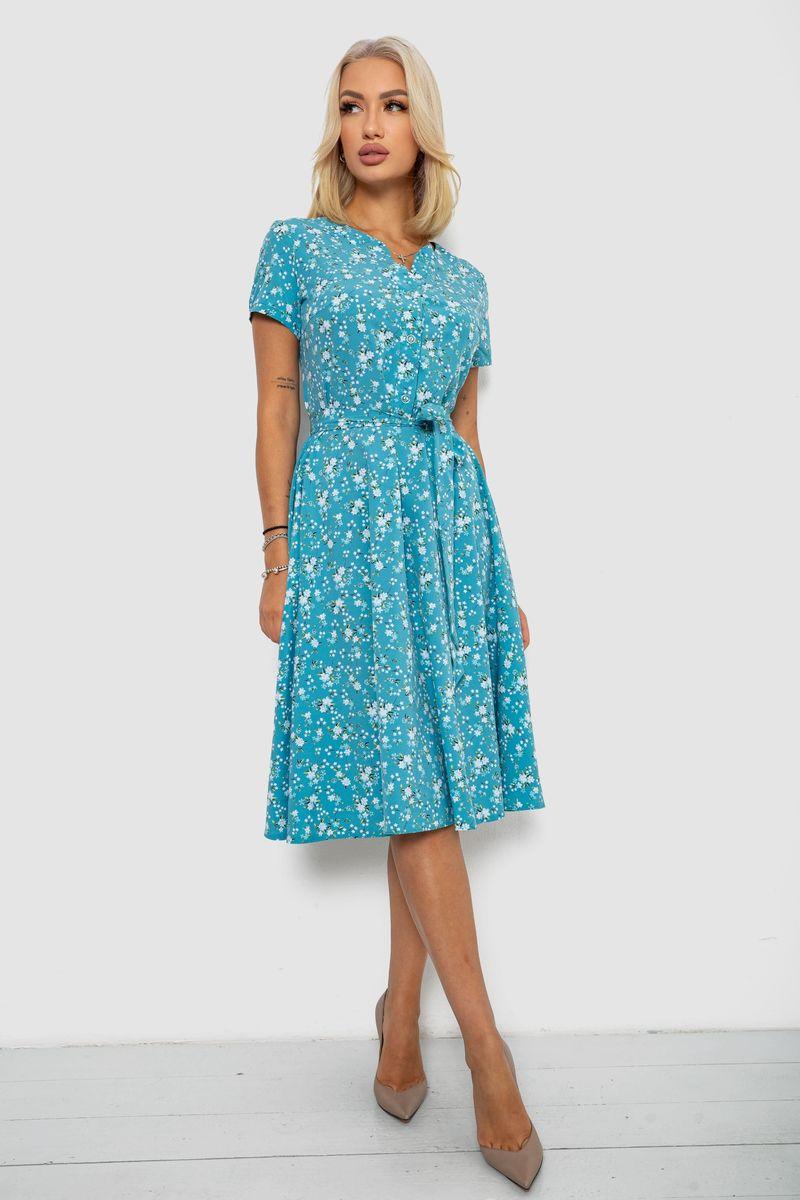 Сукня софт із принтом, колір бірюзовий, 230R1111, фото 1