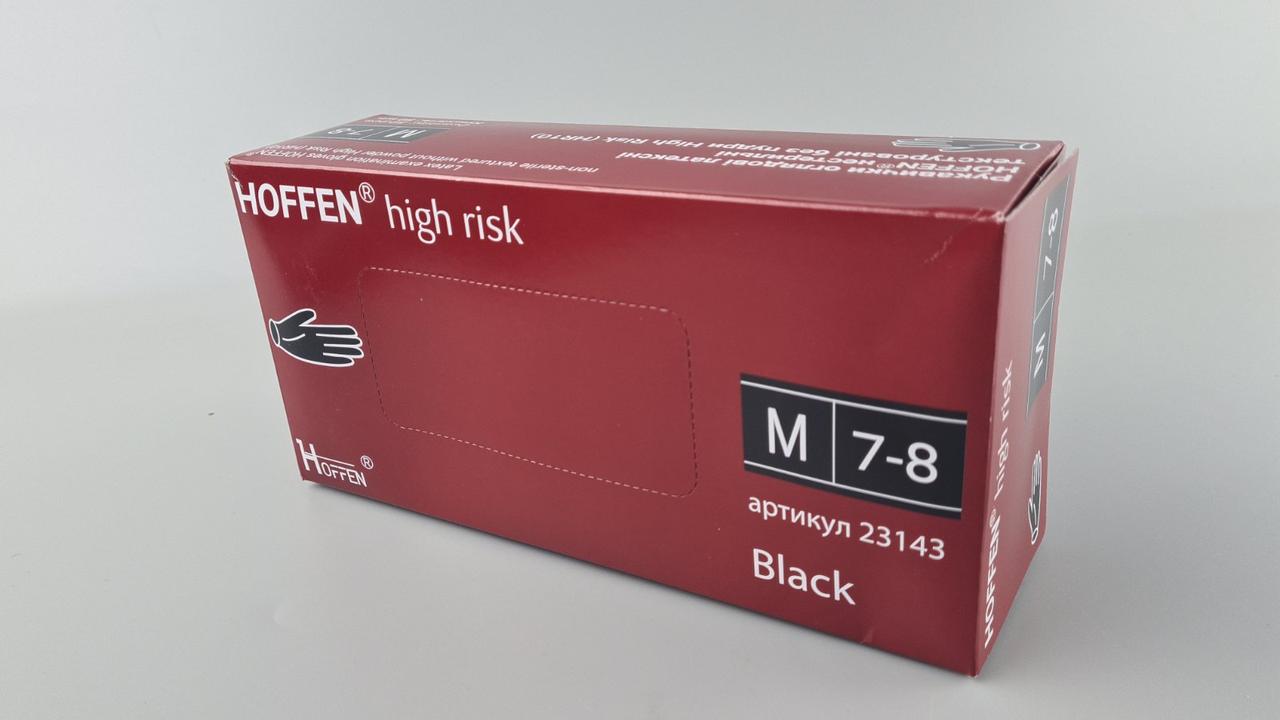 Гумові рукавички "Амбулаторія" HOFFEN 50 шт. (М) Чорні (1 пачка), фото 1