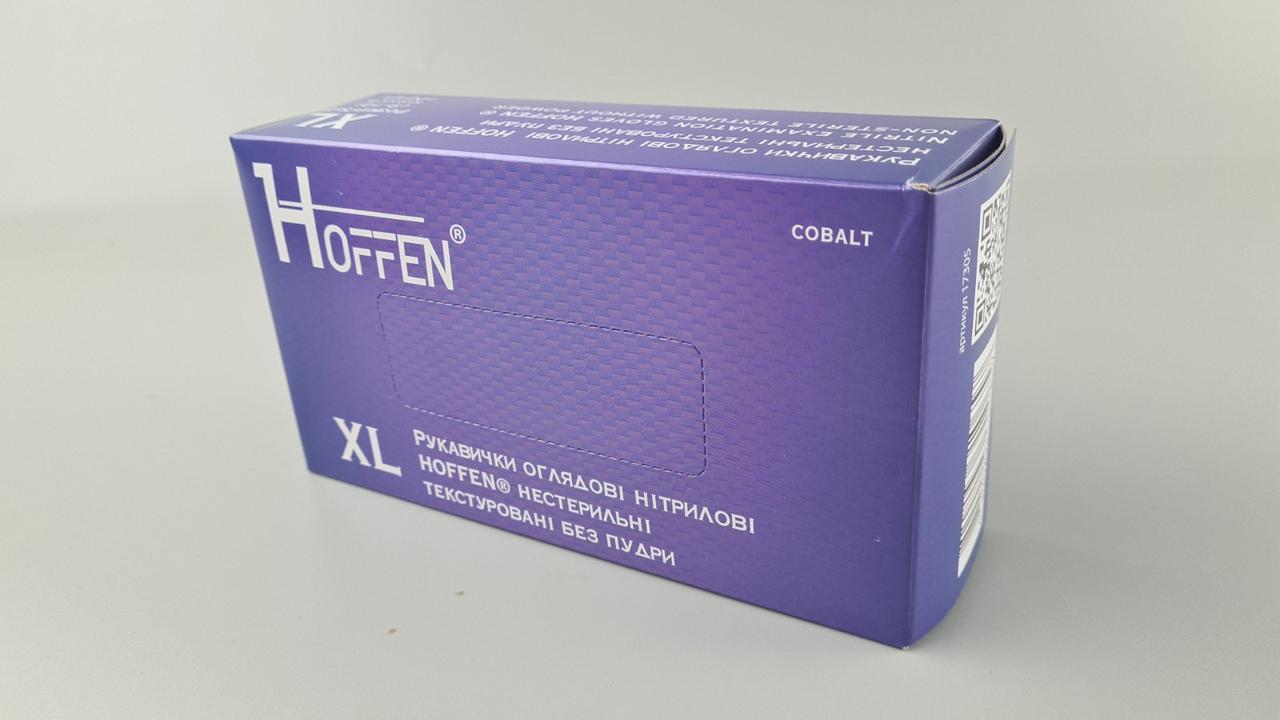 Рукавиці Нітрил Кобальтовий (100 шт.) розмір XL"HOFFEN" (1 пачка), фото 1