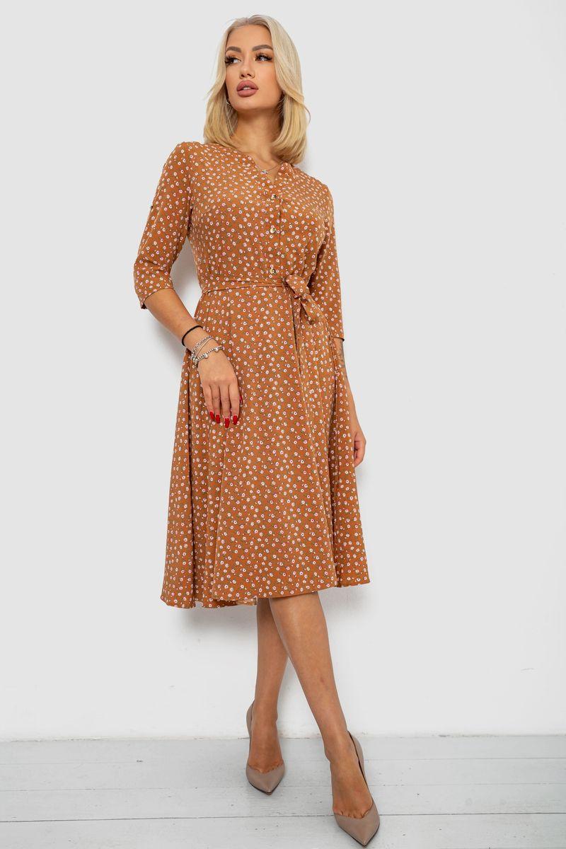 Сукня софт із принтом, колір коричневий, 230R1011-5, фото 1