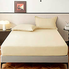 Універсальне водонепроникне простирадло-наматрасник на резинці GSG-033 200х220+28 см Молочний