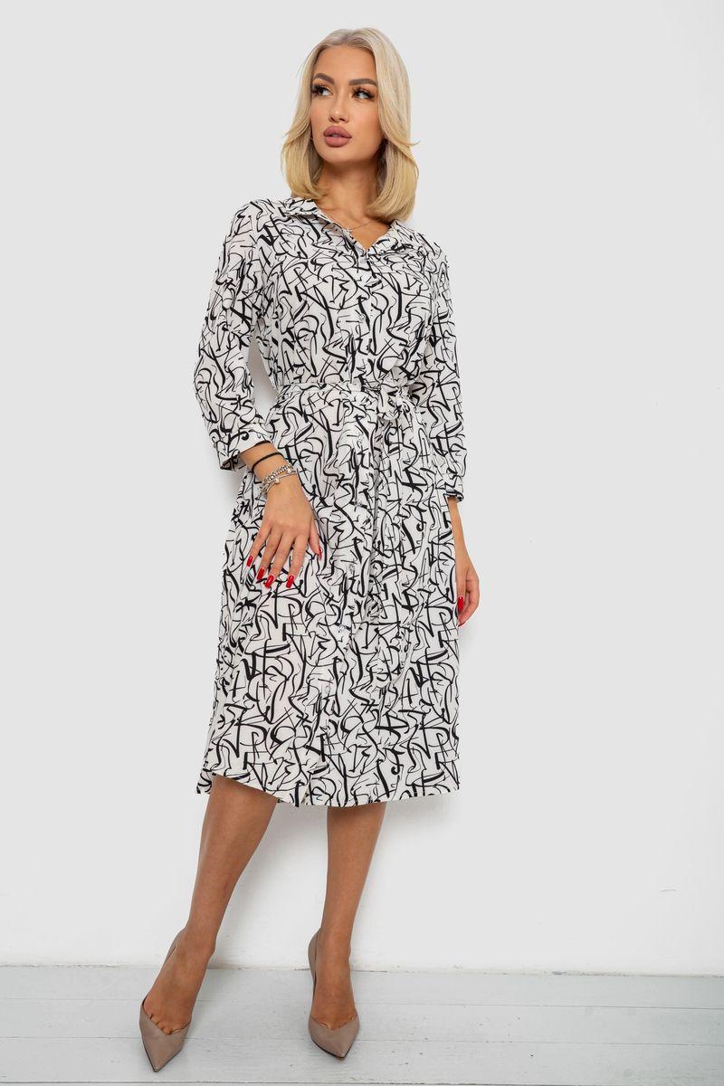 Сукня софт на ґудзиках із принтом, колір білий, 230R117, фото 1