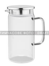Глечик з кришкою Ardesto 1200мл, боросилікатне скло, нержавіюча сталь, прозорий