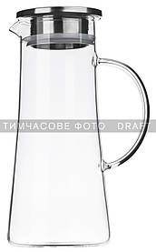 Глечик з кришкою Ardesto 1400мл, боросилікатне скло, нержавіюча сталь, прозорий