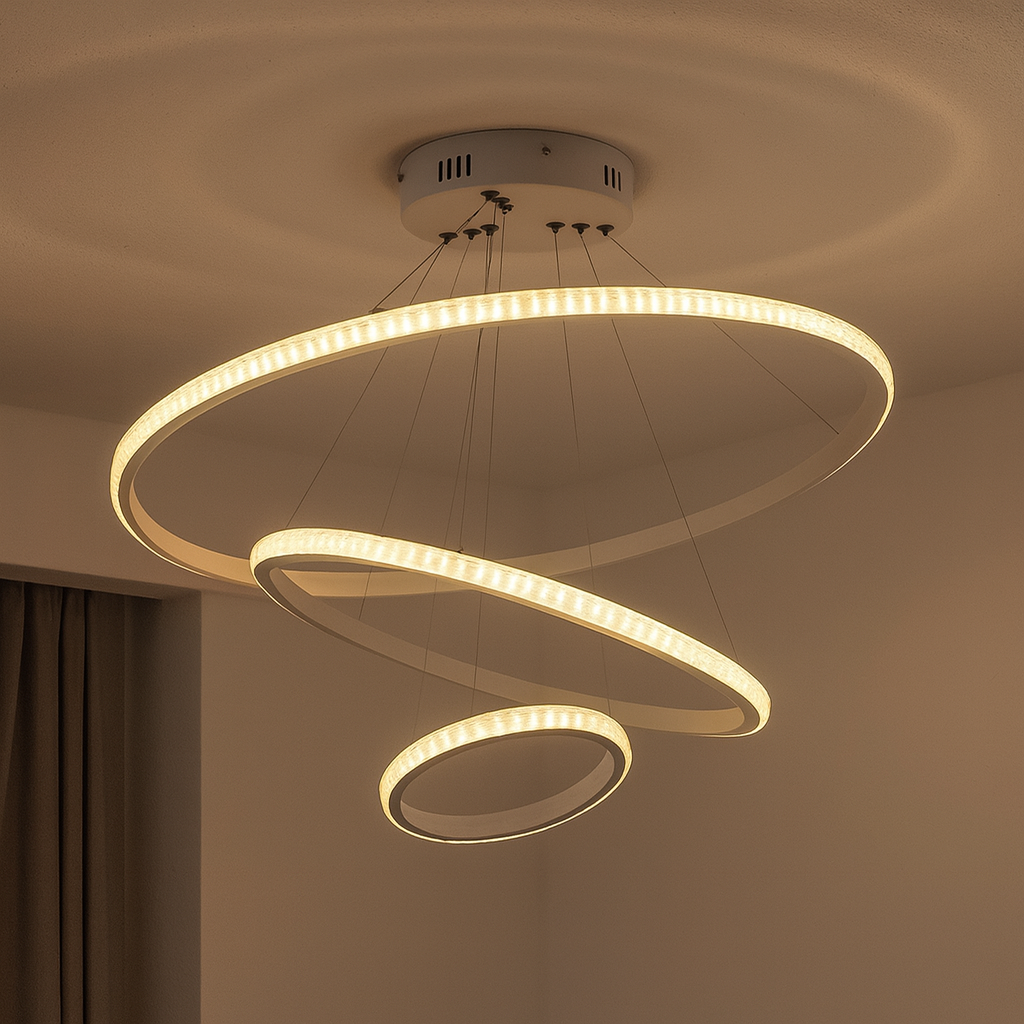 Підвісна люстари на три кільця Esllse 70W до 16 м² колір Білий 10431, фото 1