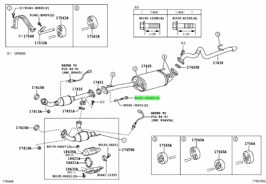 Болт вихлопної системи, оригінал, Toyota, Lexus 1990-2020 OEM 90901-05020