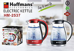 Електрочайник Hoffmans HM-2537 скло 2л 2000 Вт чорно-білий