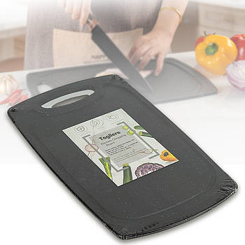 Пластикова обробна дошка 33х20х0,8 см з нековзаючими краями для кухні JB-7616-1 Чорна