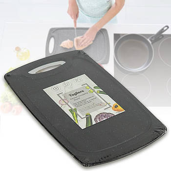 Обробна дошка пластикова 40x24x0,8 см з нековзаючими краями для кухні JB-7617-1 Чорна