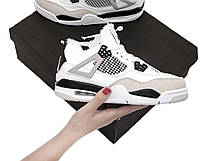 Чоловічі зимові кросівки Nike Air Jordan 4 White Grey Black Fur Winter (білі з чорним) високі на хутрі Y15196