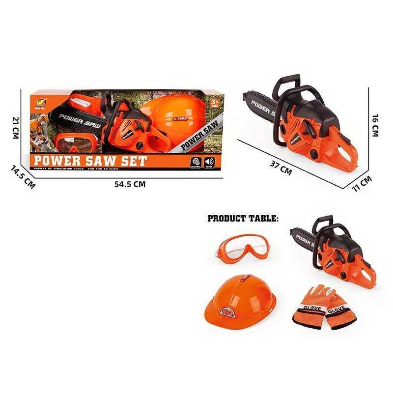 Набір інструментів 4 елементи, звук, ланцюгова пила, каска, окуляри, рукавички, в кор. /12/, фото 1