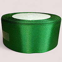 Атласна стрічка 4 см. Довжина рулону 23 м. Колір зелений