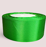 Атласна стрічка 4 см. Довжина рулону 23 м. Колір зелений