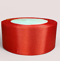 Атласна стрічка 4 см. Довжина рулону 23 м. Колір отруйно червоний
