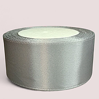 Атласна стрічка 4 см. Довжина рулону 23 м. Сірий колір