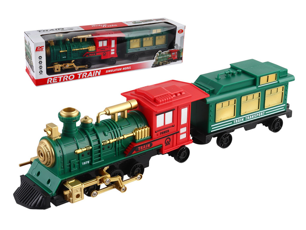 Потяг розмір 43х10х10 см, локомотив, вагон, інерція, рухомі елементи, в кор. /36/, фото 1