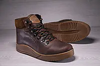 Зимові шкіряні спортивні черевики, кросівки на хутрі Nubuck Brown