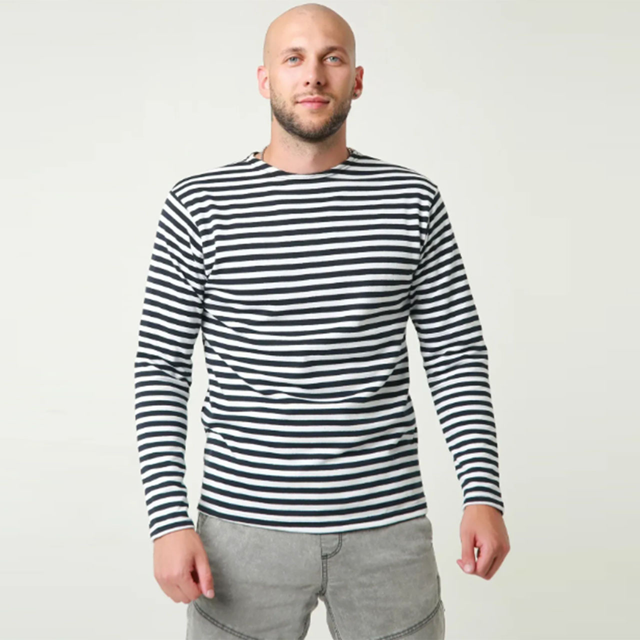 Чоловіча водолазка в смужку без горла Великі розміри "Тельняшка" тм "ОК" Розмір: 60 (33094-6), фото 1
