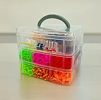 Набір для плетіння браслетів з гумок Скриня Набір гумок для плетіння 1500 шт + аксесуари