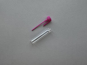 2 мл флакончик прозорий скляний пробник з рожевим ковпачком тестер фіолка мініатюра для парфумерії, фото 2