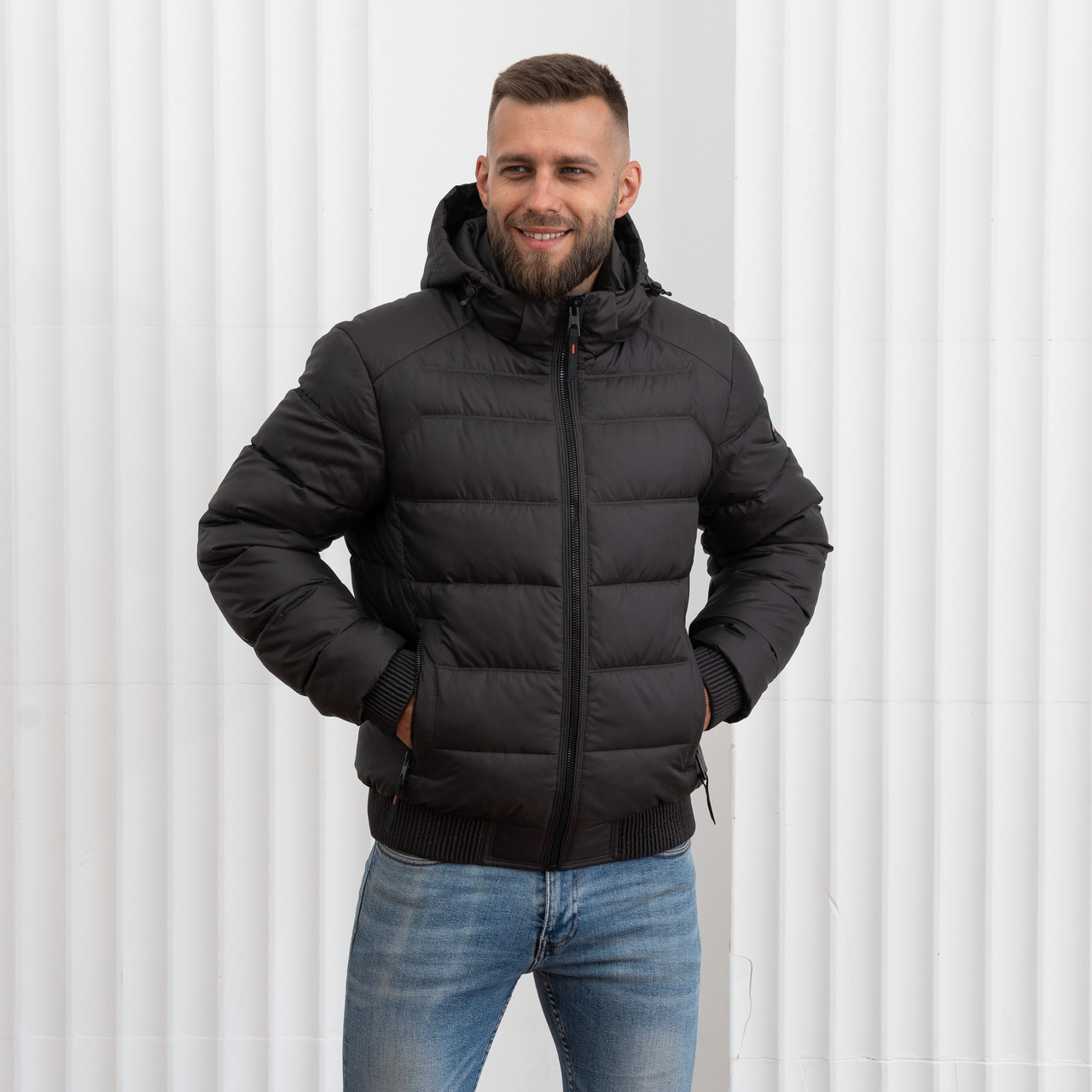 Модні чоловічі куртки зимові великого розміру 48-60 темно-коричневий, фото 1