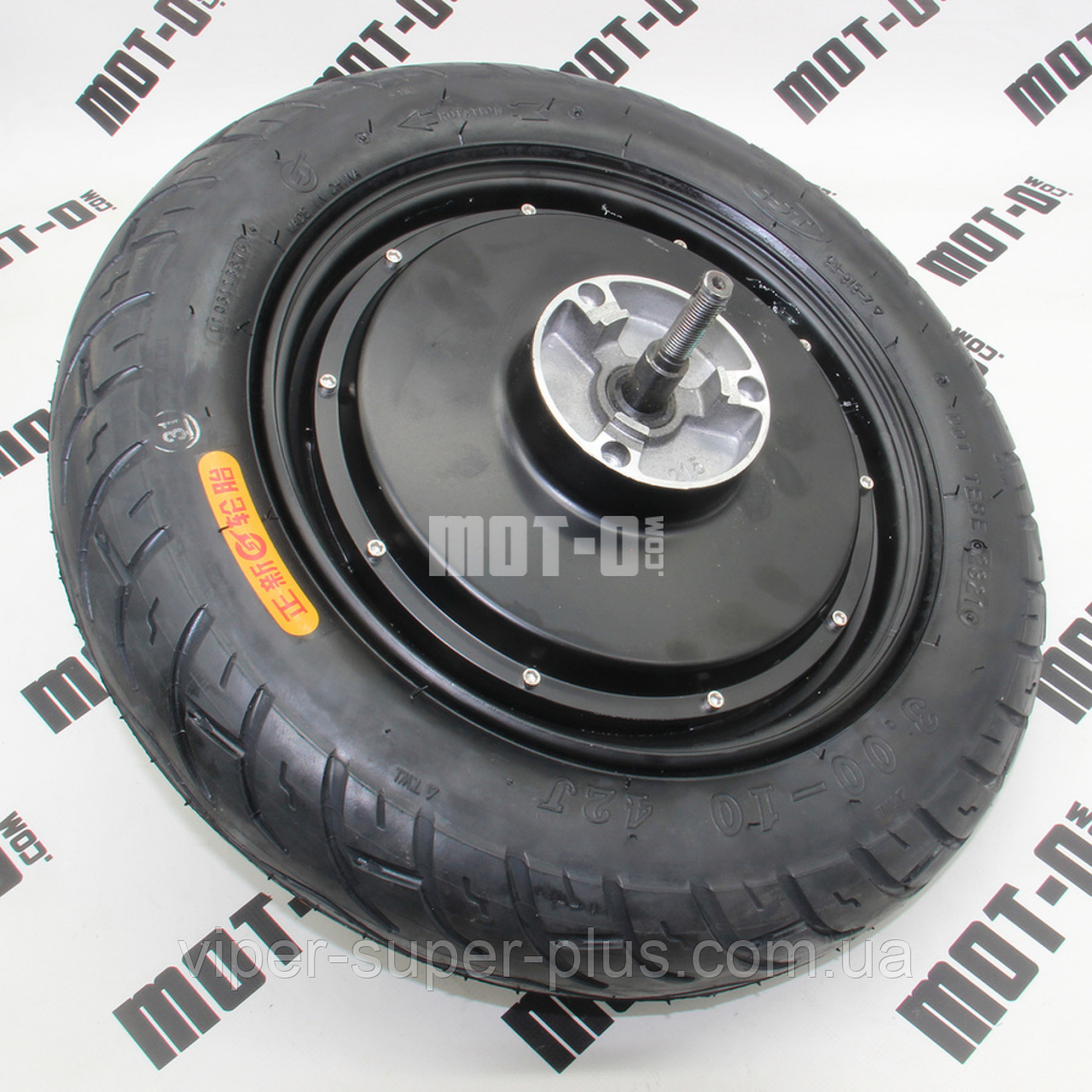 Диск задній з електродвигуном 500W 60/72В + шина 3.00-10 Fada FLiT II (FDEB05СLA-72) для електровелосипедів та мототехніки, фото 1