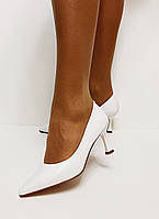 Білі туфлі човники на підборах 33 34 35