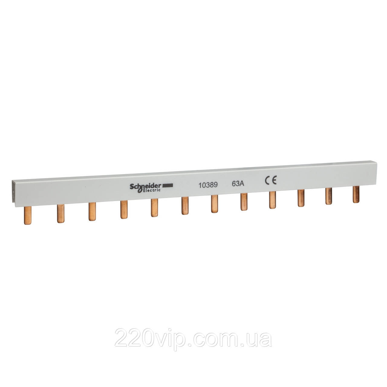 2P 12 модулів 22 см SCHNEIDER ELECTRIC Шина гребінчаста штирова 10389, для автоматів, з'єднувальна, гребінка, фото 1