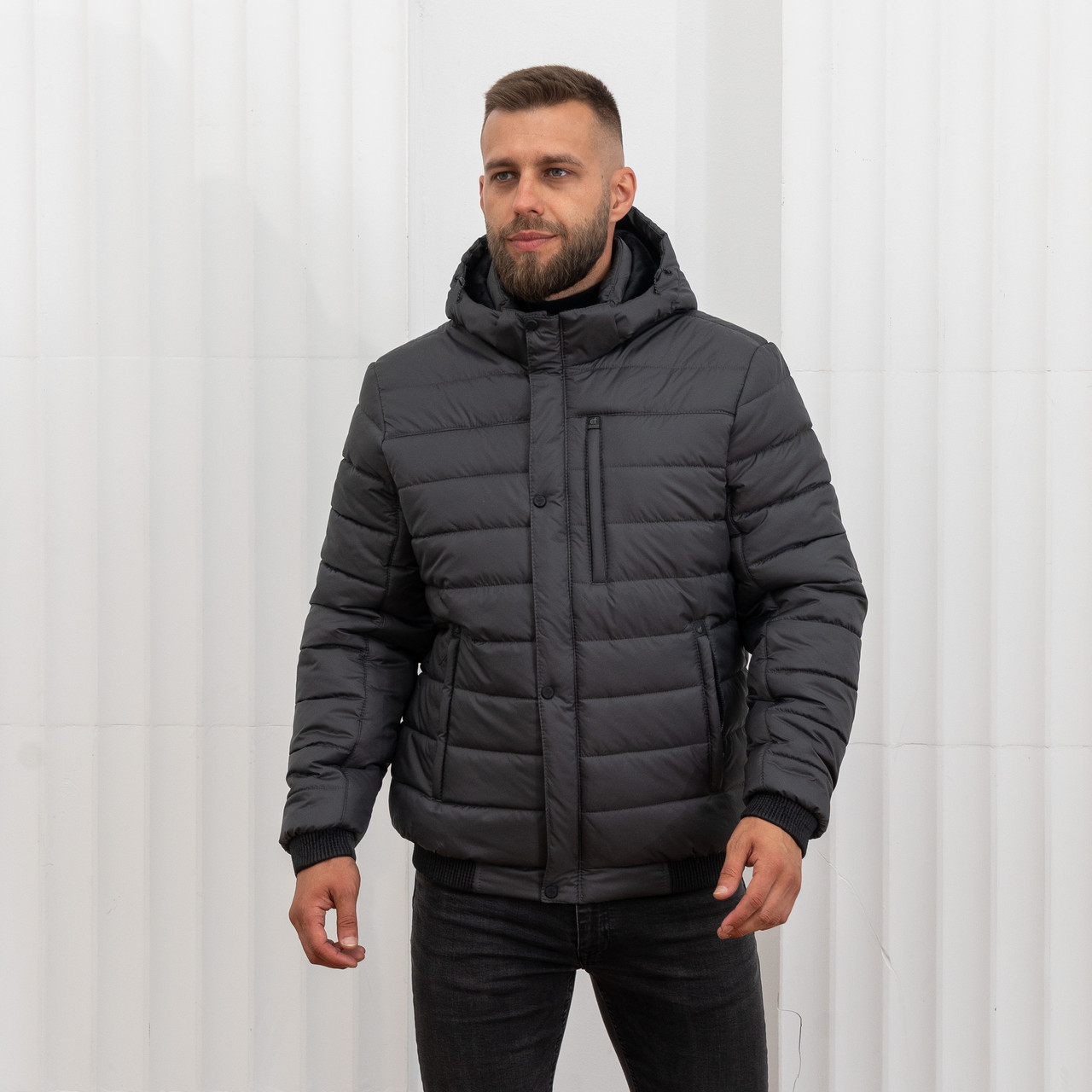 Чоловічі куртки зимові великого розміру 50-64 графіт, фото 1