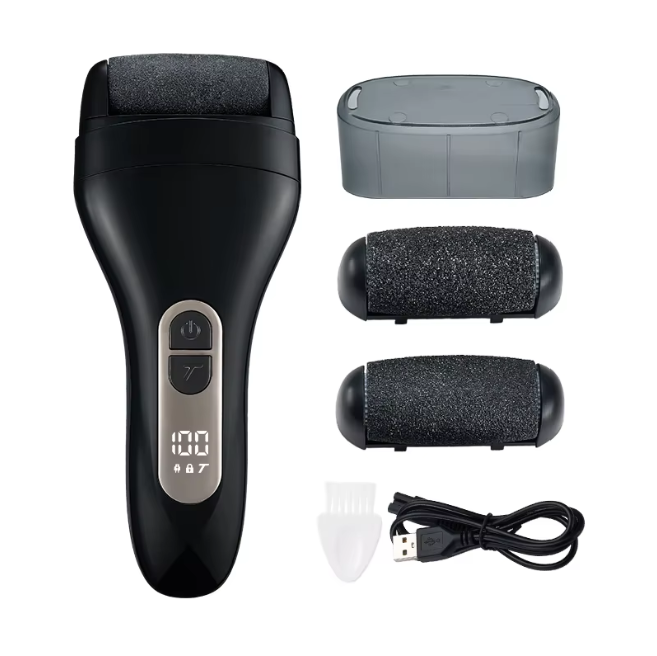 Роликова пемза для п'ят портативна потужна пилка для ніг пемзи для педикюру від мозолів Swan Beauty чорна