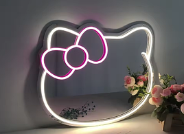 Дзеркало з неоновим підсвічування у формі кішки