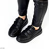 Універсальні чорні кеди на липучках натуральна шкіра на потовщеній підошві, фото 6