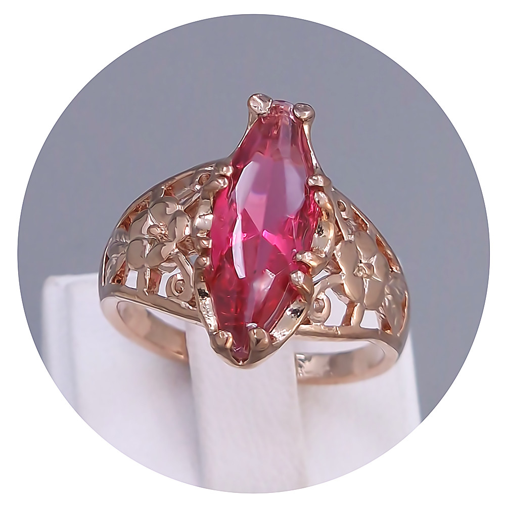 Каблучка Ailina "Маркіза". Булат. Позолота ЧВ. Камені: малиновий фіаніт. Є з 17 по 20р. В упаковці 12 кілець.