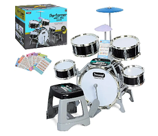 Дитяча барабанна установка зі стільчиком, дитячий барабан M33A - 5 барабанів, тарілка, нотні картки