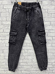 Чоловічі сірі джинси з кишенями на манжеті