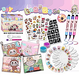 Набір прикрас з лабубою L 5341 блискітки, накладні нігті, наліпки, косметичка, фото 2