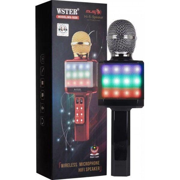 Караоке-мікрофон WSTER WS-1828 з LED-підсвіткою (змінювання голосу), фото 1