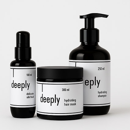 Зволожуючий набір для волосся deeply hydrating 3-в-1 (шампунь 250 мл + маска 300 мл + флюїд)