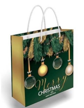 Подарунковий пакет квадрат "Merry Christmas" 17 х 16 см