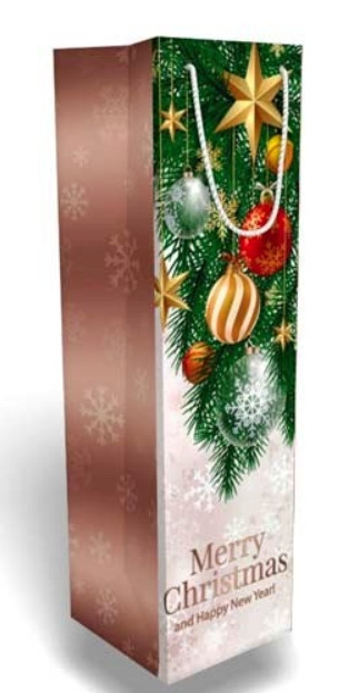 Пакет подарунковий під пляшку "Merry Christmas" 11х37 см