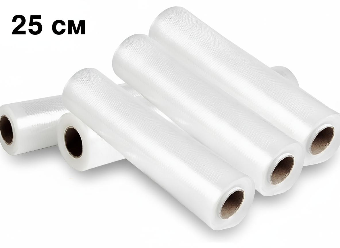 Пакети для вакуумного пакувальника та зберігання їжі 5м х 25см 5шт, фото 1