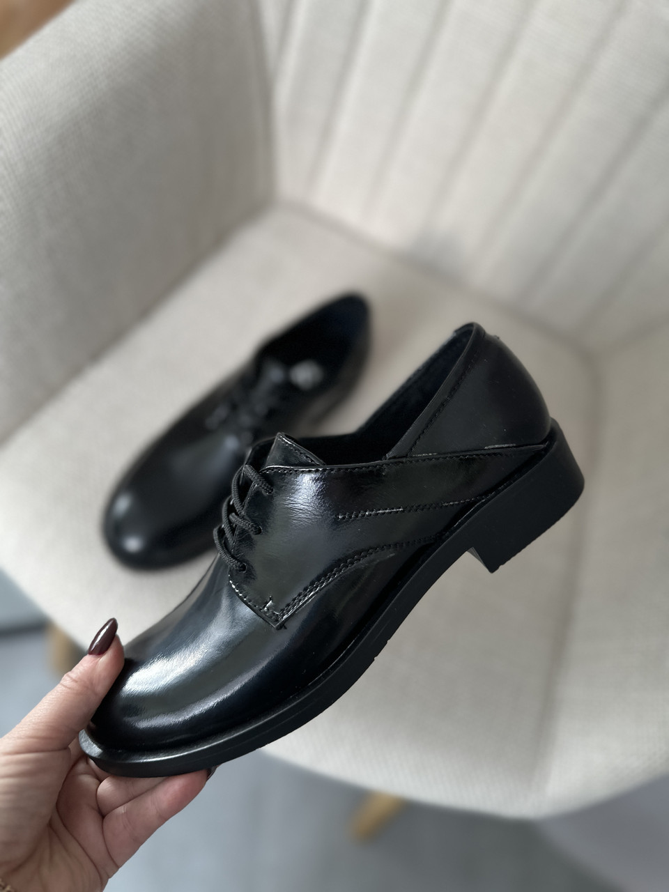 Жіночі шкіряні туфлі каблук 3см 37 р-р, фото 1