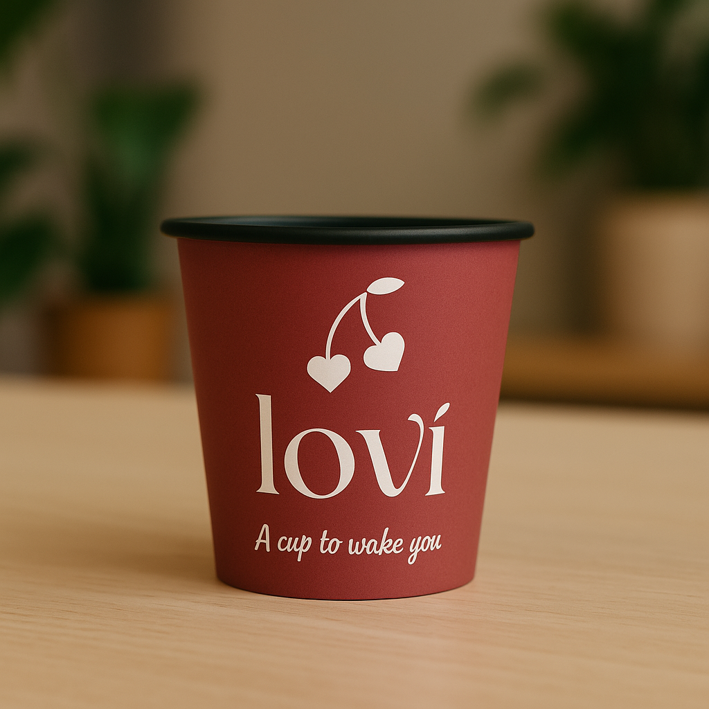 Стакани з чорною основою з логотипом, одношарові, 110 мл 2500 шт, фото 1