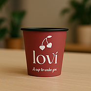 Стакани з чорною основою з логотипом, одношарові, 110 мл 500 шт, фото 2