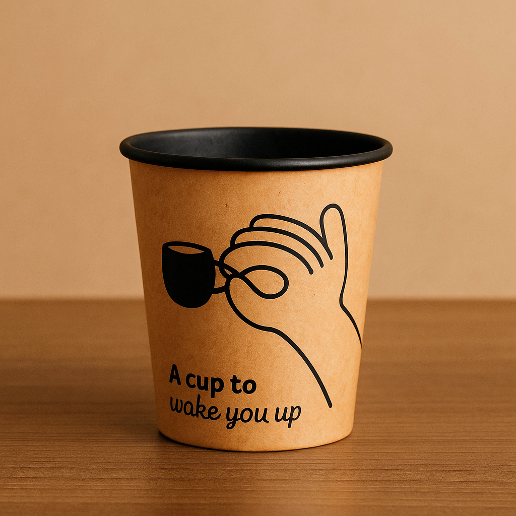 Стакани з чорною основою з логотипом, одношарові, 110 мл 5000 шт, фото 1