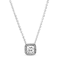 Срібне намисто Pandora з кулоном «Сяючий квадрат» 396241CZ