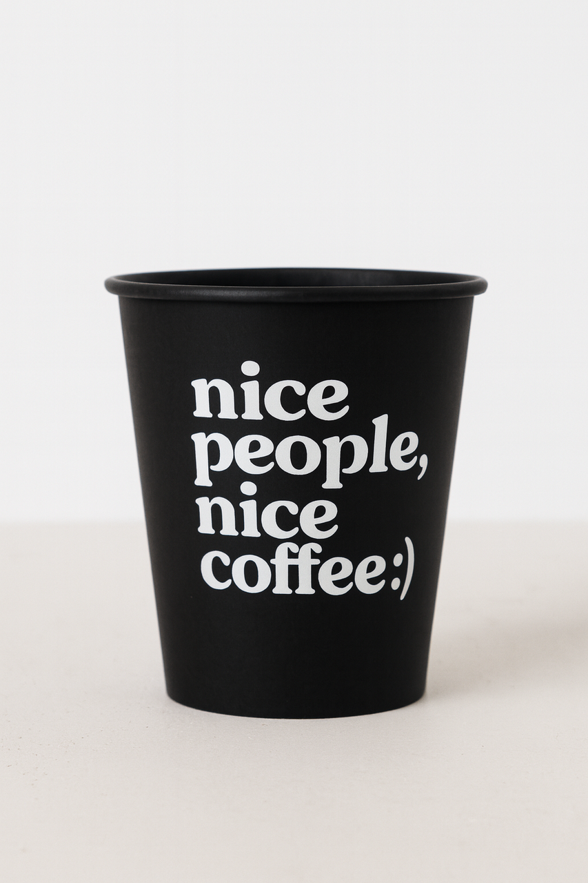 Стакани з чорною основою з логотипом, одношарові, 175 мл 2500 шт, фото 1