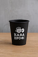 Стакани з чорною основою з логотипом, одношарові, 175 мл 500 шт, фото 4